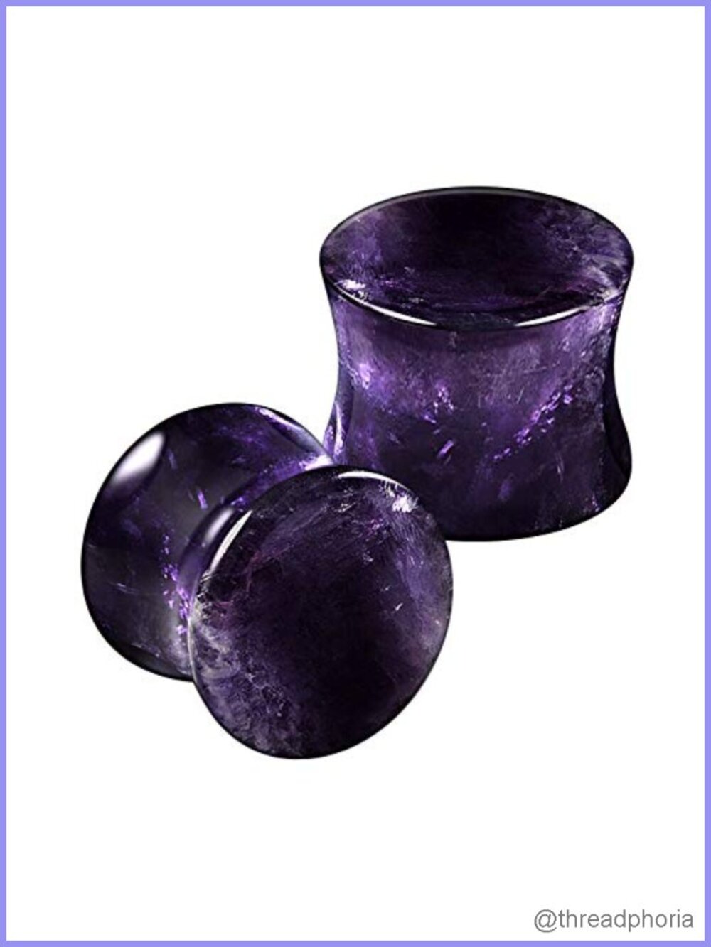 00g Double Flare Stone Ear Plugs Amethyst Solid Stone Stretcher Lobe Piercing